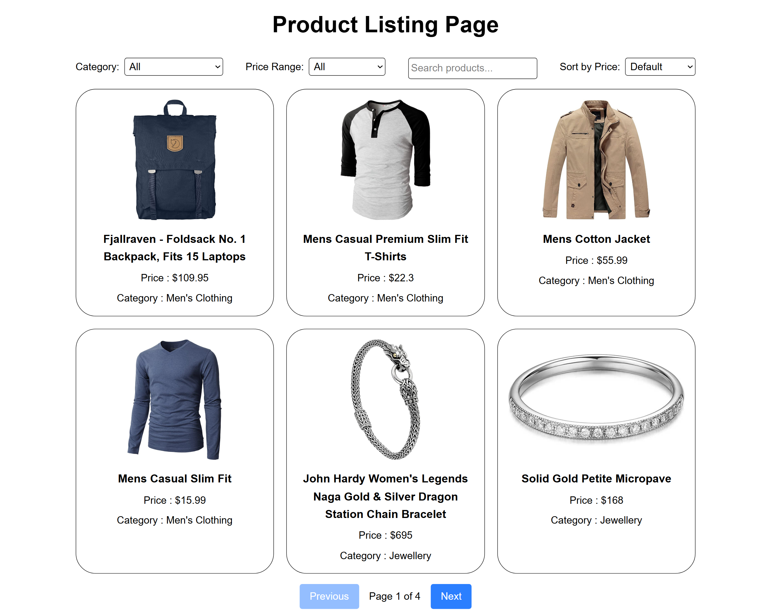 Product Listing Page Website Image